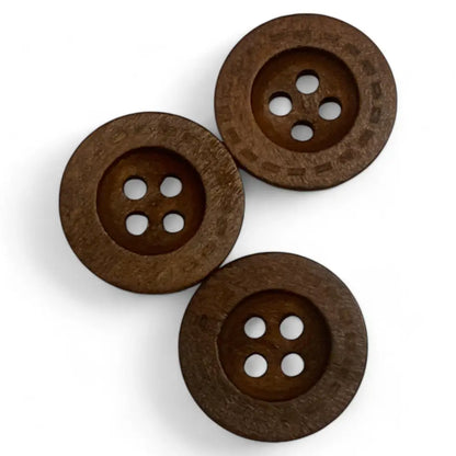 KnitForLess 18mm Brown Wooden Buttons 4 Hole Classic Vintage Sewing Button