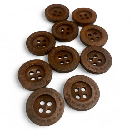 KnitForLess 18mm Brown Wooden Buttons 4 Hole Classic Vintage Sewing Button