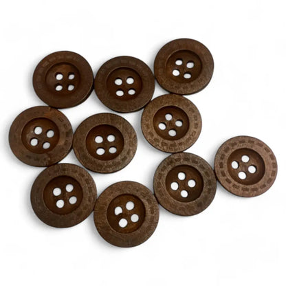 KnitForLess 18mm Brown Wooden Buttons 4 Hole Classic Vintage Sewing Button