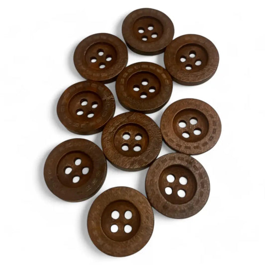 KnitForLess 18mm Brown Wooden Buttons 4 Hole Classic Vintage Sewing Button