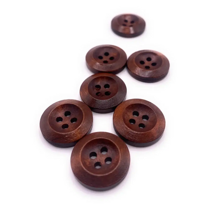Brown wooden sewing buttons.