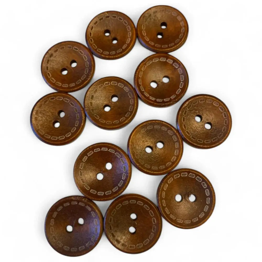 Round brown wooden buttons.