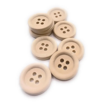 Wooden four-hole buttons.