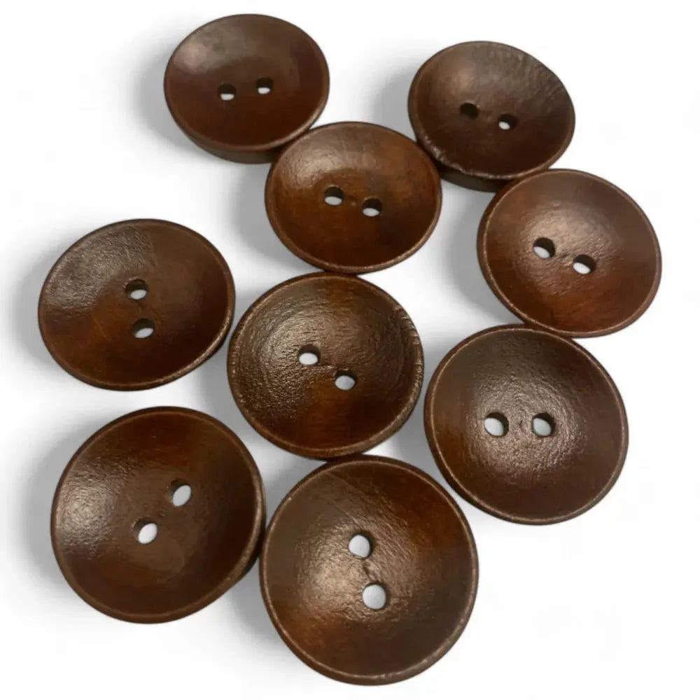 Brown two-hole buttons.