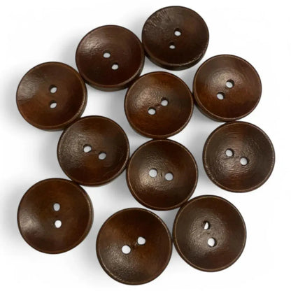Brown, two-hole, round buttons.