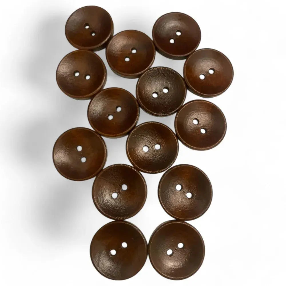 Brown, round, two-hole buttons.