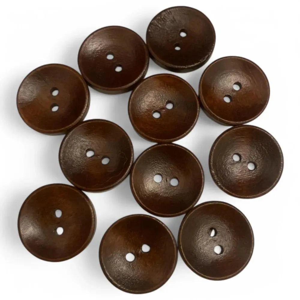 Round, brown, two-hole buttons.
