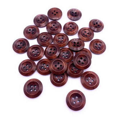 KnitForLess 20mm Brown Wooden Buttons 4 Hole Sewing Knitting Pack of 10