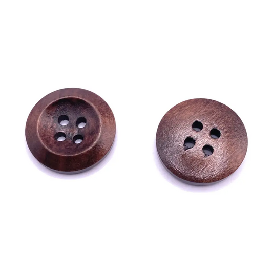 KnitForLess 20mm Brown Wooden Buttons 4 Hole Sewing Knitting Pack of 10