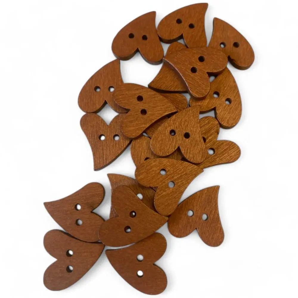 Wooden heart-shaped buttons.