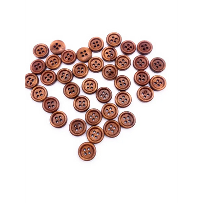 Brown wooden sewing buttons.