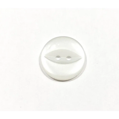 White, round, two-hole button.
