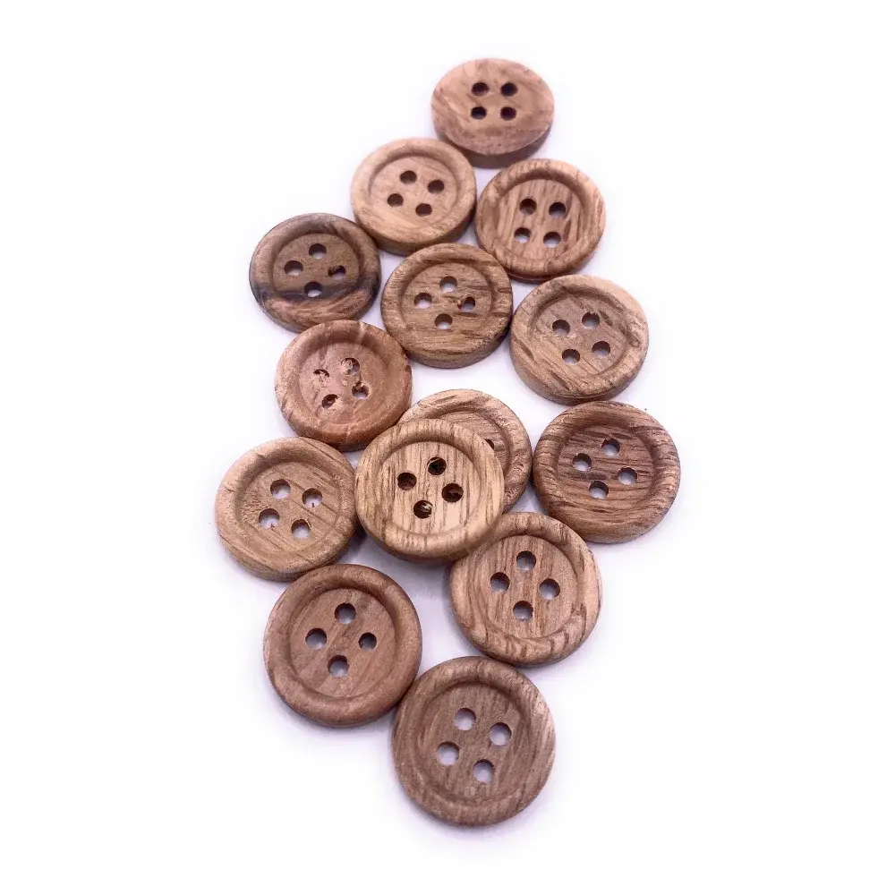Wooden sewing buttons.