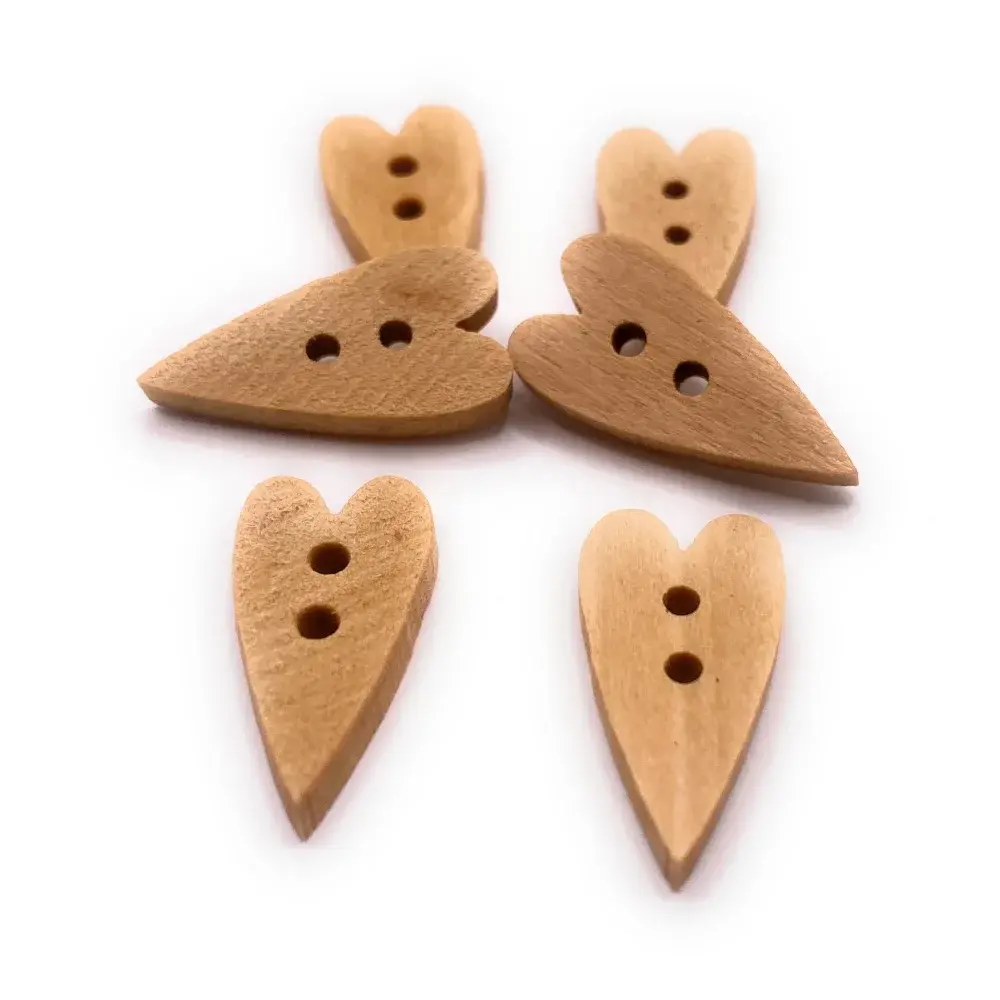 Heart-shaped wooden buttons.