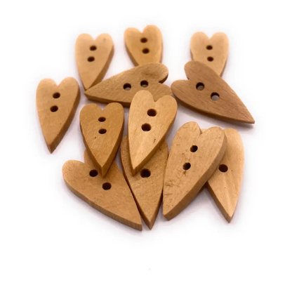 Heart-shaped wooden buttons.