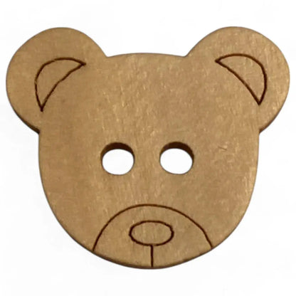 Wooden teddy bear button.