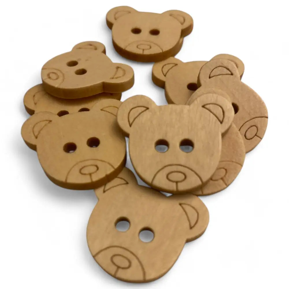 KnitForLess 21mm Natural Wooden Teddy Bear Buttons 2 Hole Sewing Knitting Craft