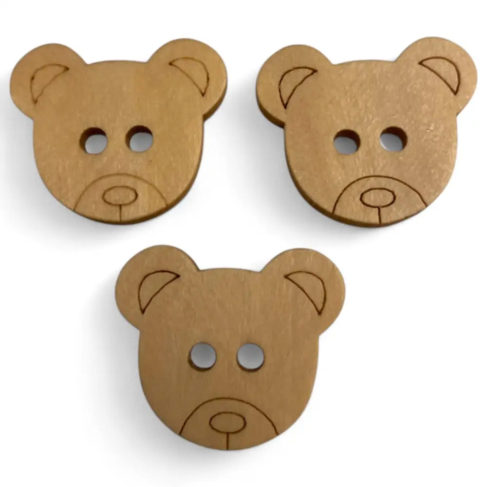 KnitForLess 21mm Natural Wooden Teddy Bear Buttons 2 Hole Sewing Knitting Craft