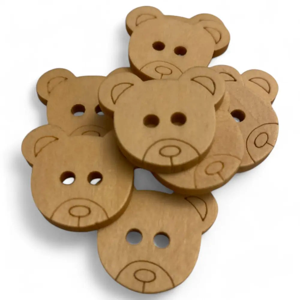 KnitForLess 21mm Natural Wooden Teddy Bear Buttons 2 Hole Sewing Knitting Craft