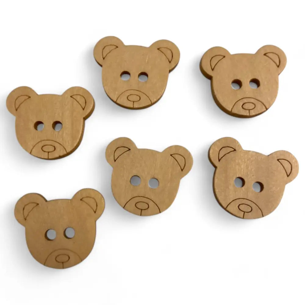 KnitForLess 21mm Natural Wooden Teddy Bear Buttons 2 Hole Sewing Knitting Craft