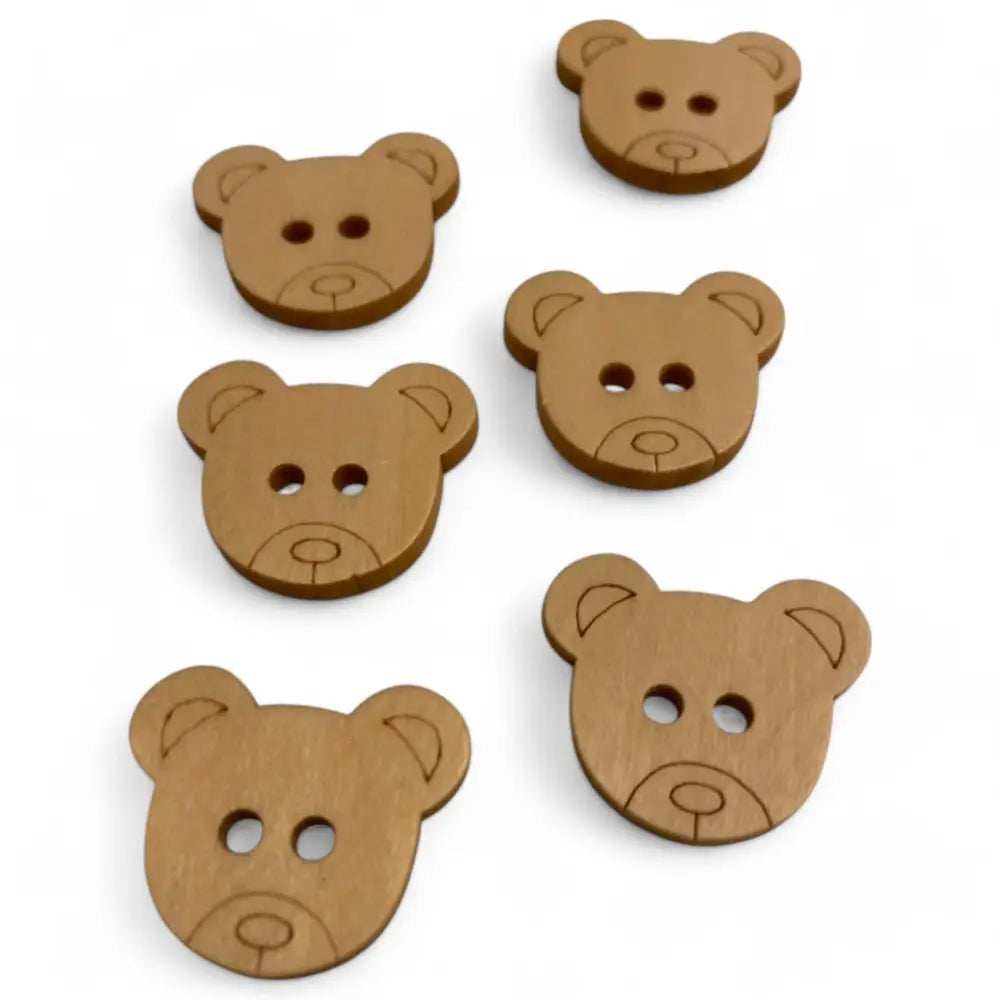 KnitForLess 21mm Natural Wooden Teddy Bear Buttons 2 Hole Sewing Knitting Craft