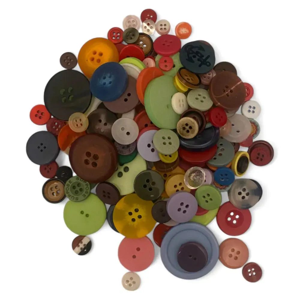 Pile of colorful buttons.