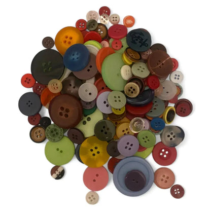 Pile of colorful buttons.