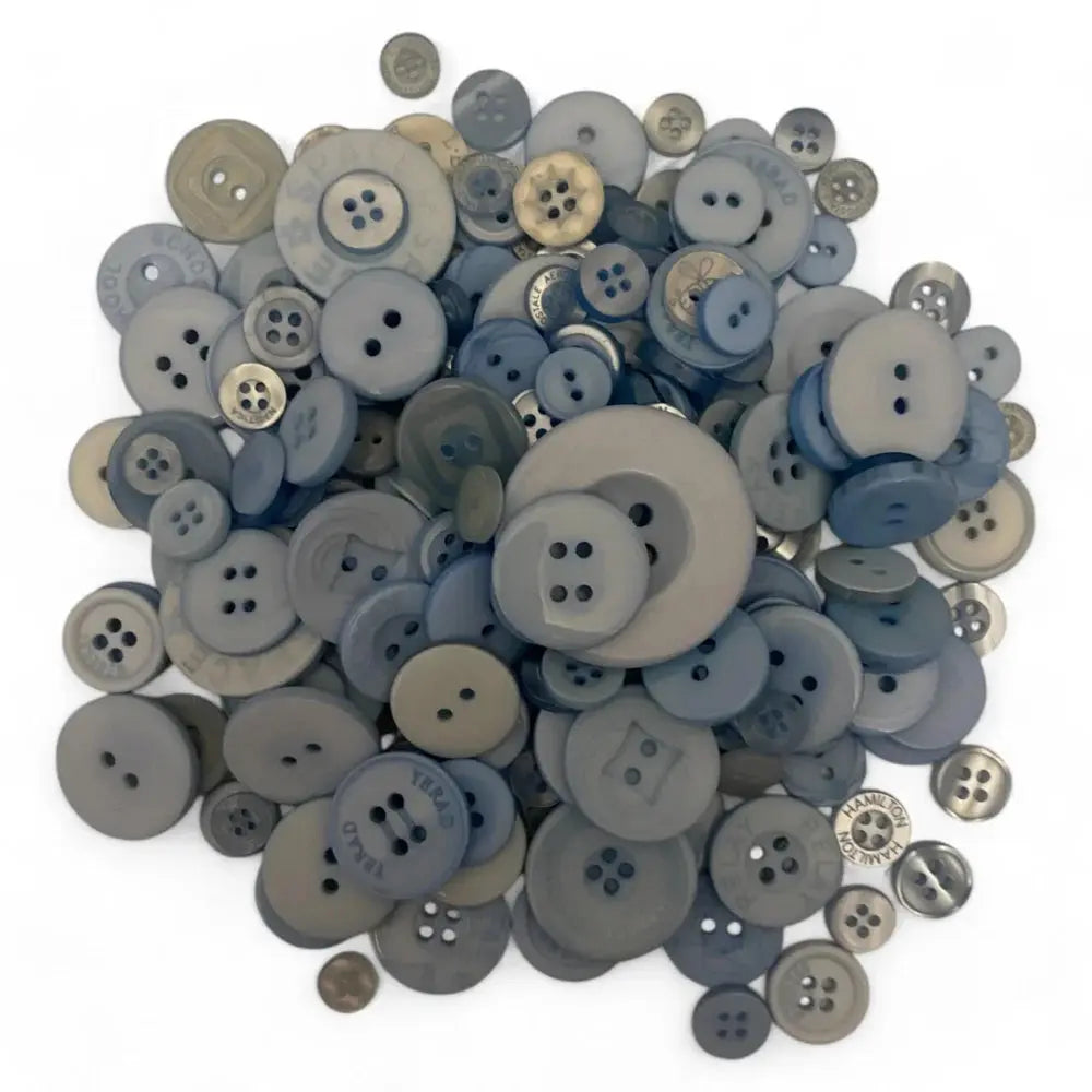 Pile of gray buttons.