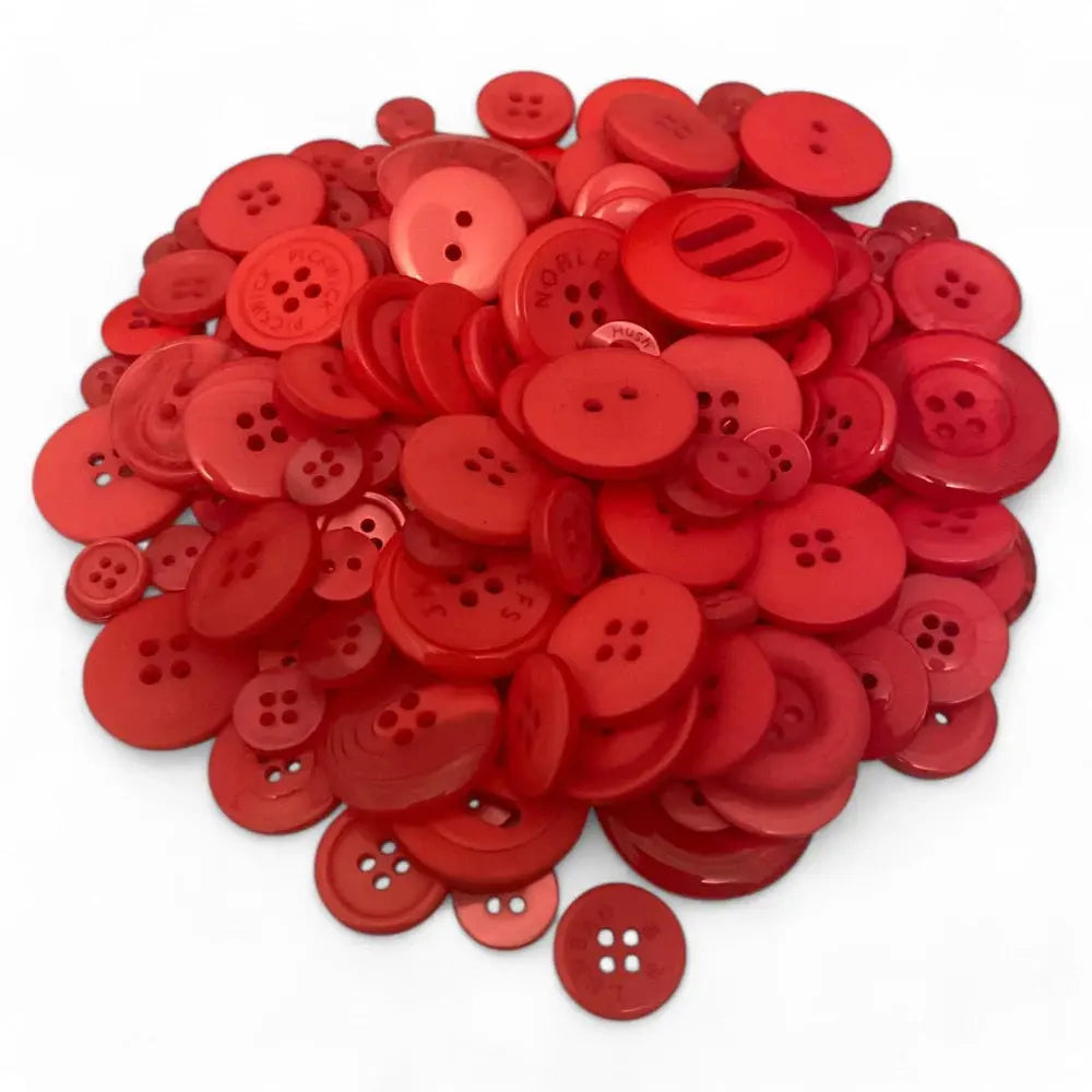 Pile of red buttons.