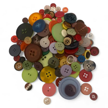 Pile of colorful buttons.