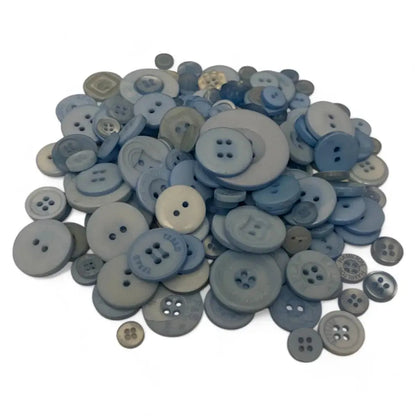Pile of blue-gray buttons.