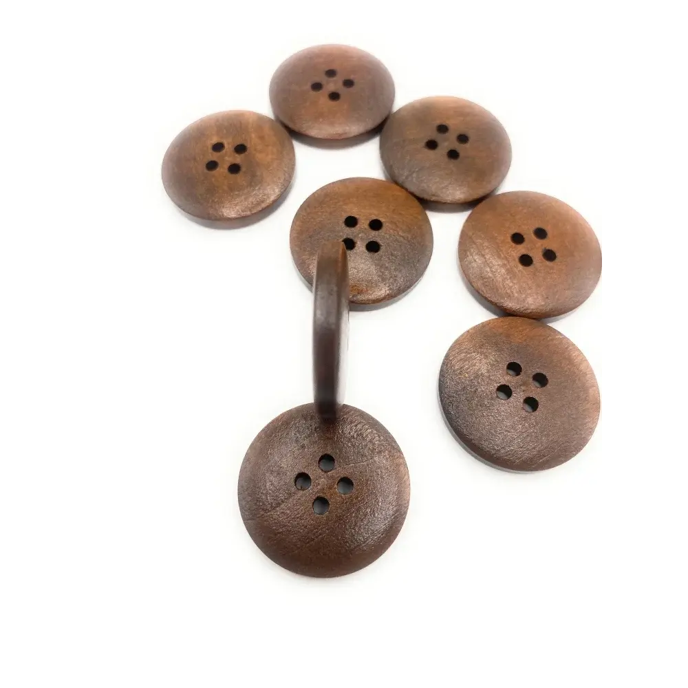 Brown wooden buttons.