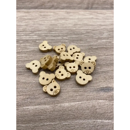 Wooden teddy bear buttons.