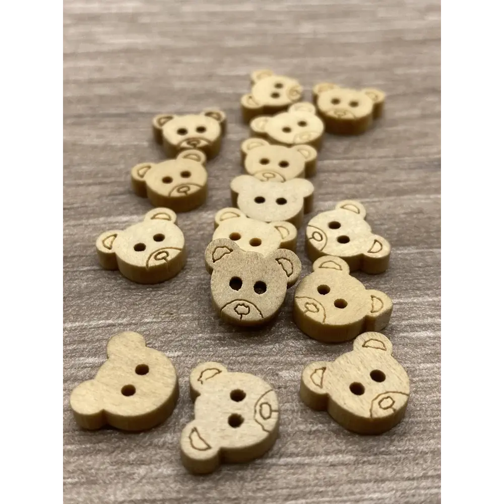 Wooden bear-shaped buttons.