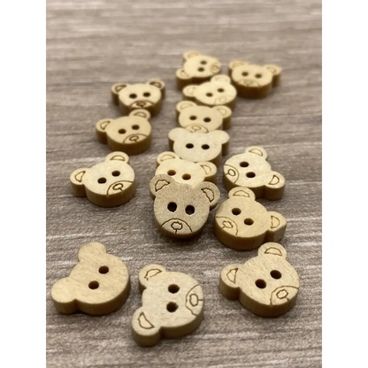 Wooden bear-shaped buttons.