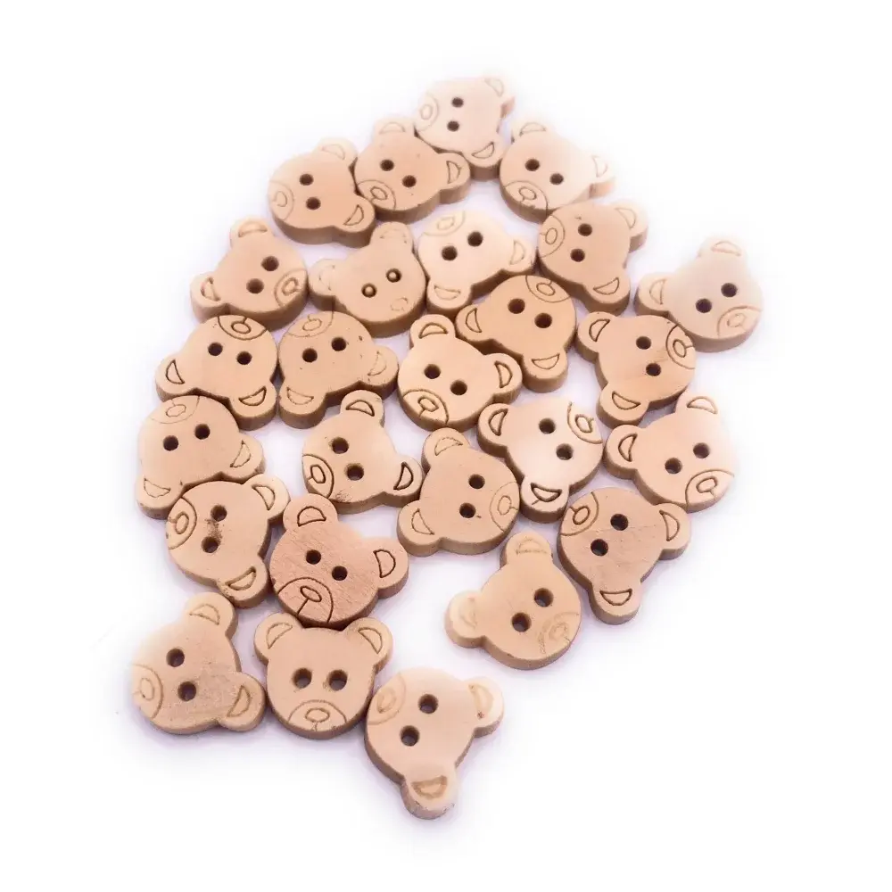 Wooden bear-shaped buttons.