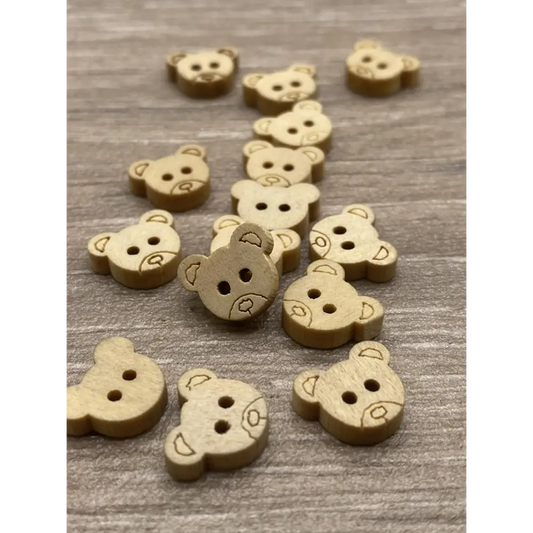 KnitForLess 25Pcs 13mm Natural Wooden Teddy Bear Buttons Light Brown 2 Holes Small Sewing Craft Knitting
