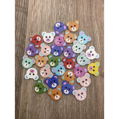 Colorful teddy bear buttons.