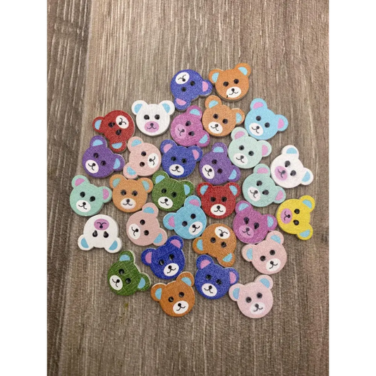 Colorful teddy bear buttons.