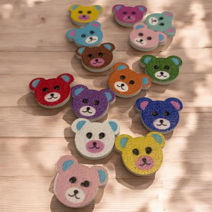 Colorful teddy bear buttons.