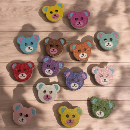 Colorful teddy bear buttons.