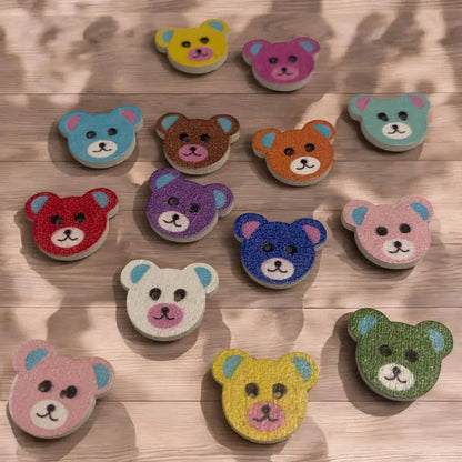 Colorful teddy bear buttons.