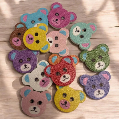 Colorful wooden bear buttons.