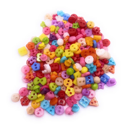 Pile of colorful craft buttons.