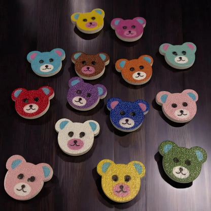 Colorful teddy bear buttons.