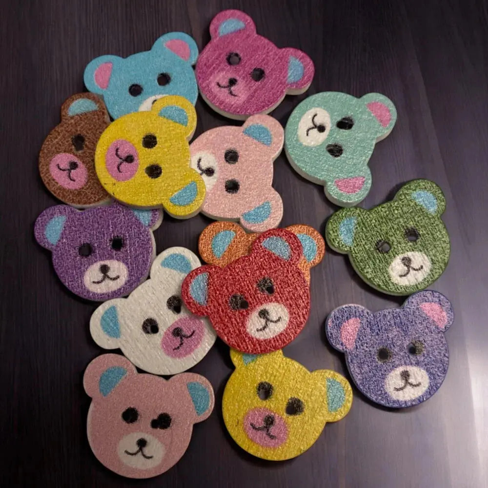 Colorful bear-shaped buttons.