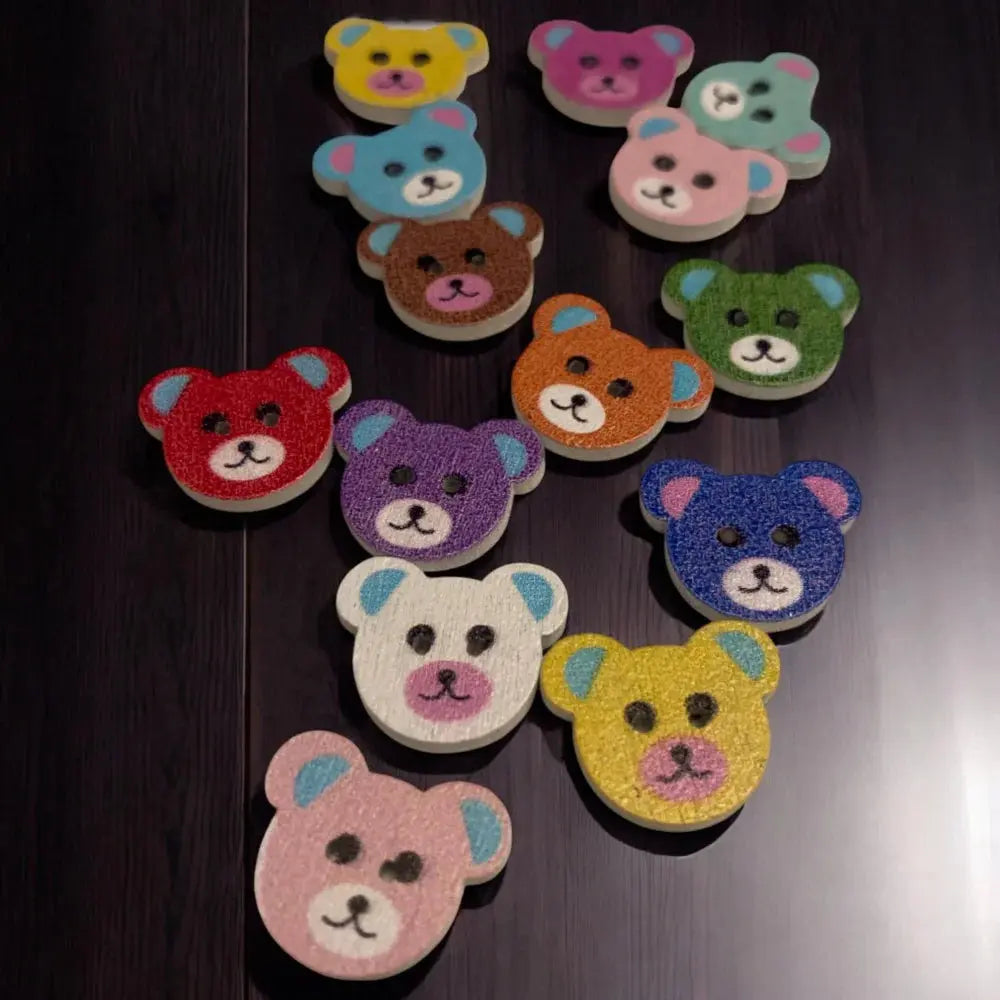 Colorful teddy bear buttons.
