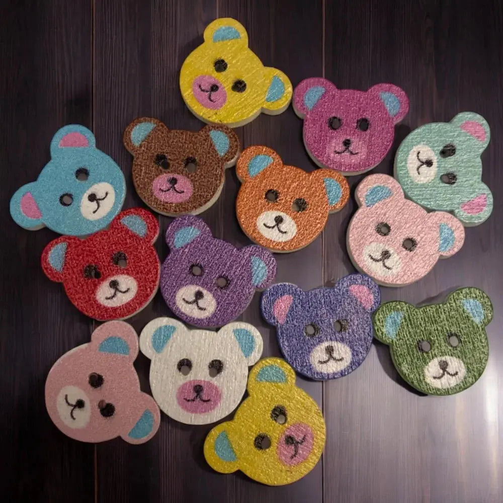 Colorful teddy bear buttons.