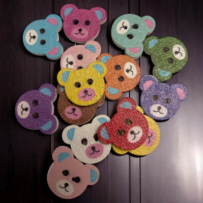Colorful teddy bear buttons.