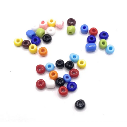 Colorful glass seed beads.